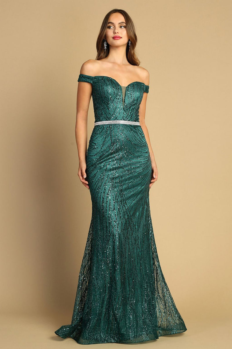 Adora Design 3093 Off Shoulder Beaded Sweetheart Fitted Prom Gown