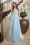 Adora Design 3095 Floral Spaghetti Strap A-Line Long Prom Dress