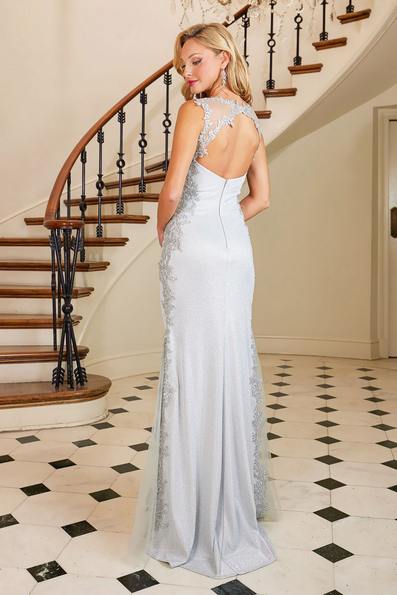 Adora Design 3116 Metallic Beaded Applique Mermaid Prom Dress