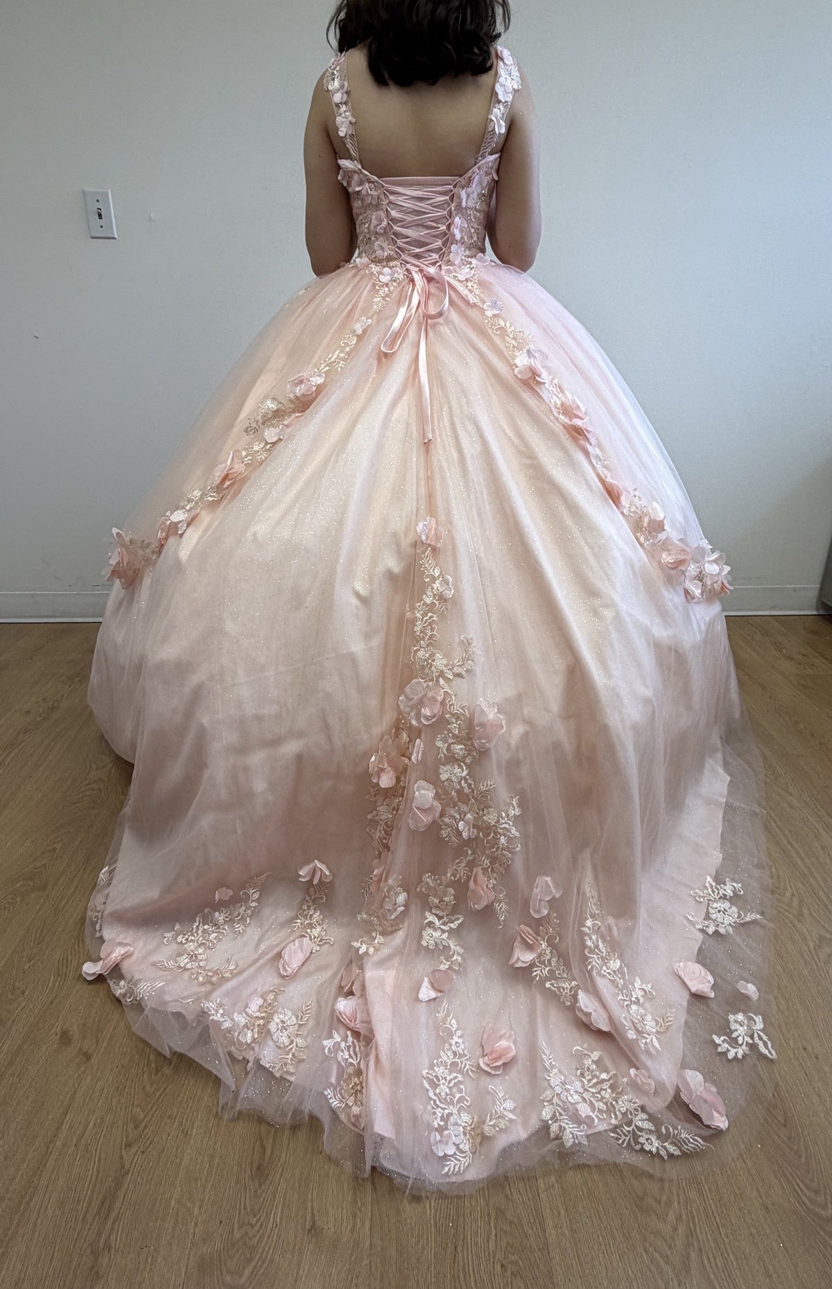 Strapless Sweetheart Floral Applique Ball Gown