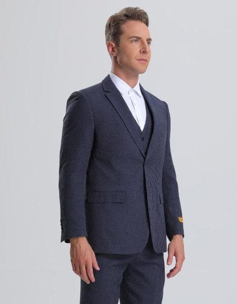 Sears Sucker Suit Navy Pinstripe Seersucker Tuxedo - Mens Searsucker Suit - AlbertoNardoniStore