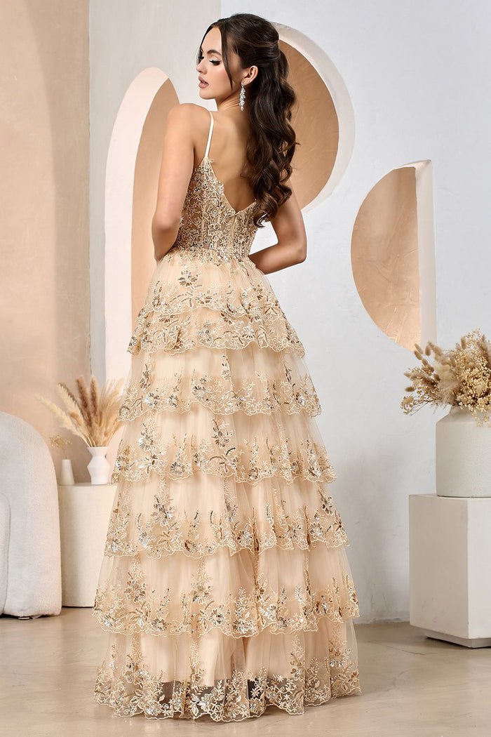 Adora Design 3217 Long Sequin Lace A-Line Formal Prom Gown
