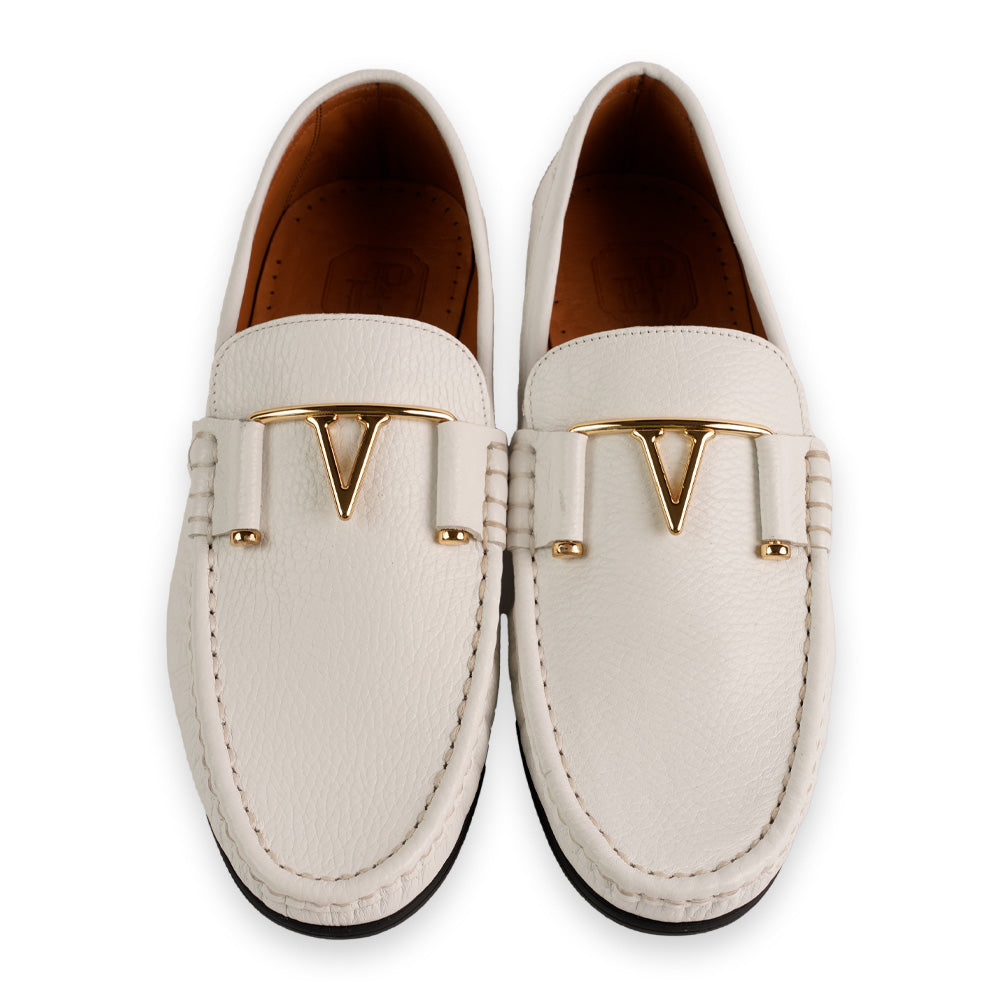 P0215-3218 Deer V buckle - White