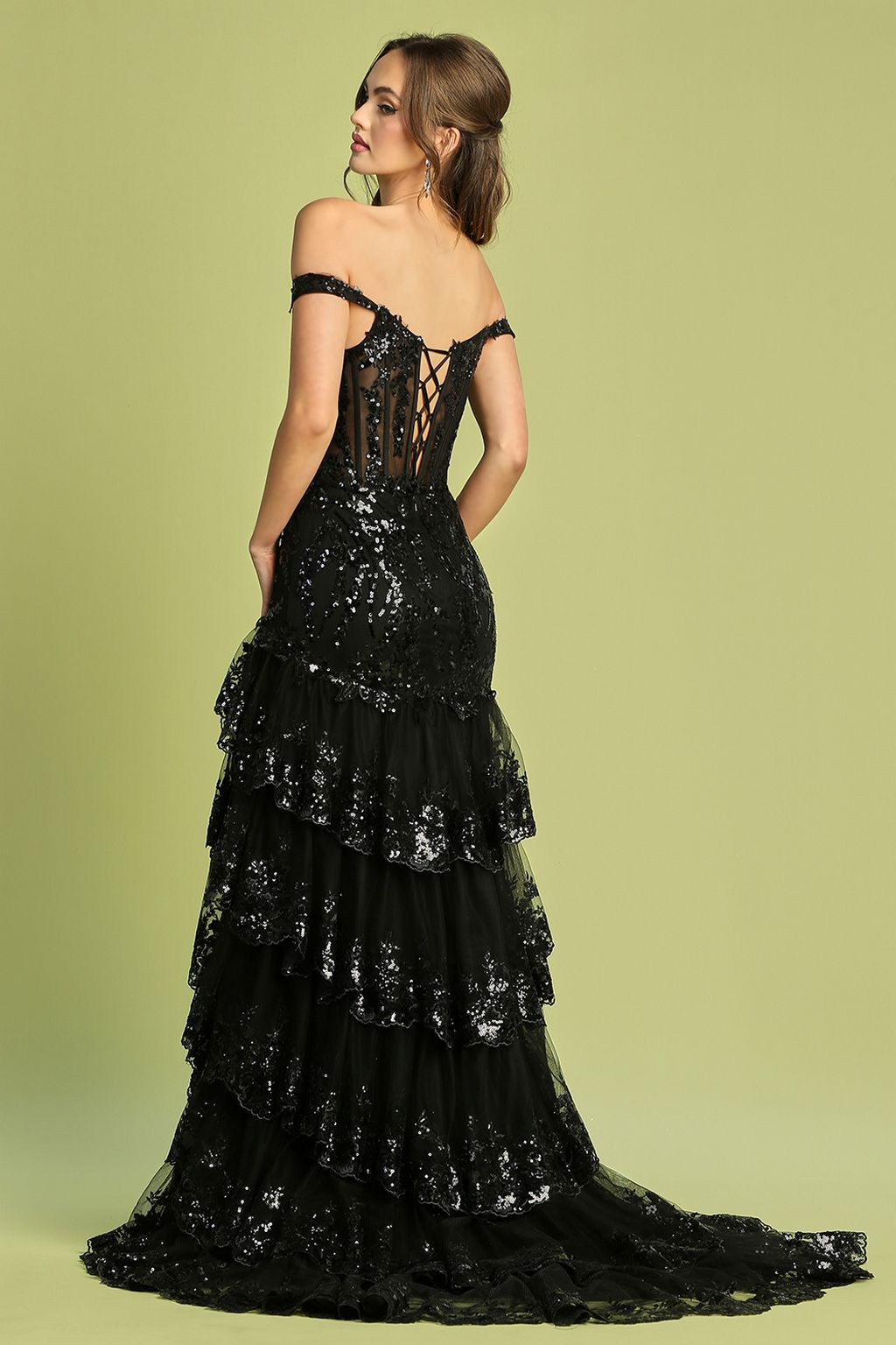 Adora Design 3220 Off Shoulder Sequin Corset Tulle Prom Gown