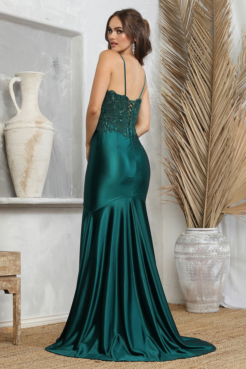 Adora Design 3226 Strapless Satin Lace High Slit Mermaid Gown