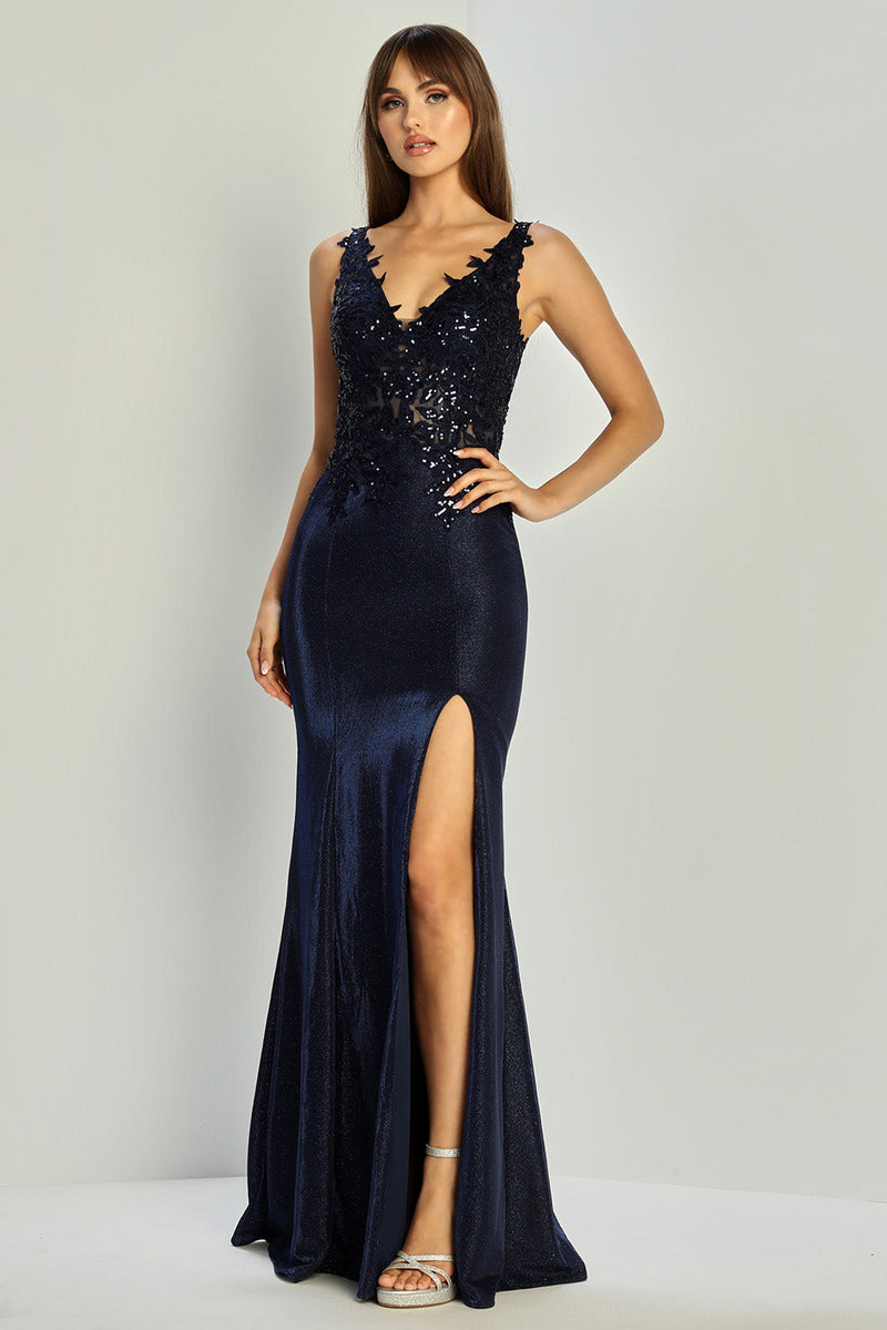 Adora Design 3230 Long Glitter Satin Fitted Formal Prom Gown