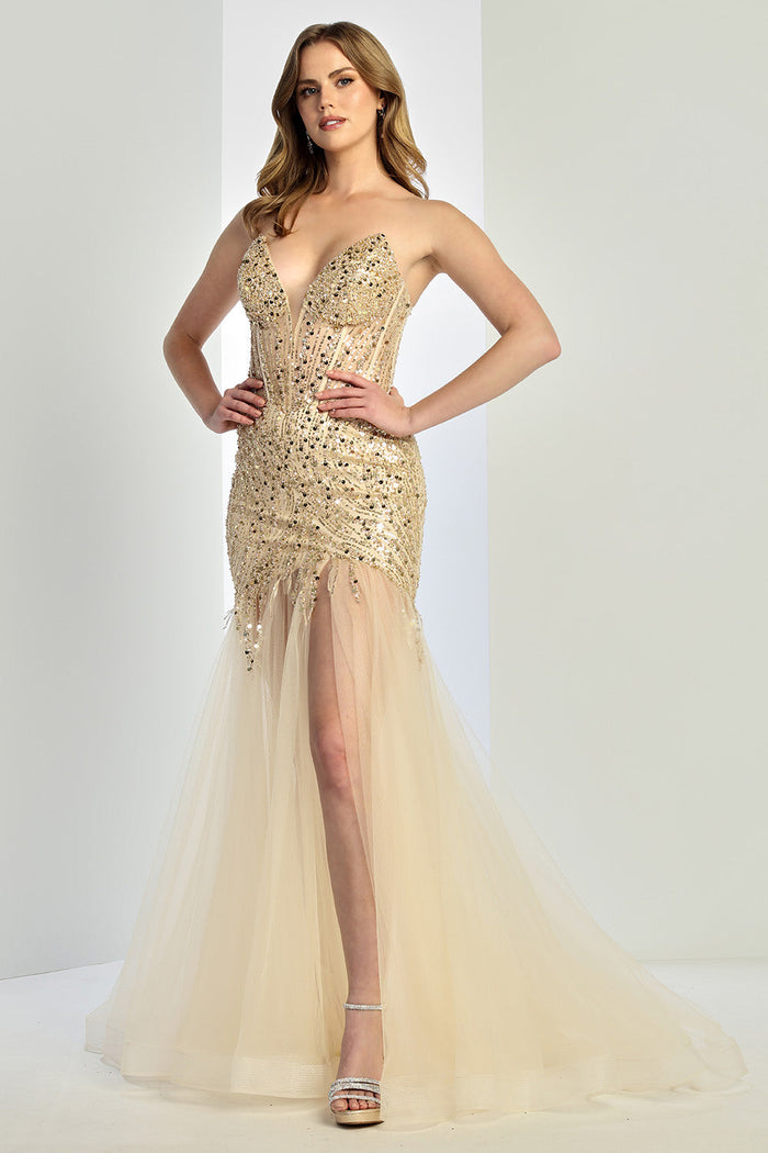 Adora Design 3240 Strapless Beaded Mermaid Formal Prom Dress
