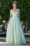 Adora Design 3244 Off-Shoulder Glitter Corset A-Line Prom Dress