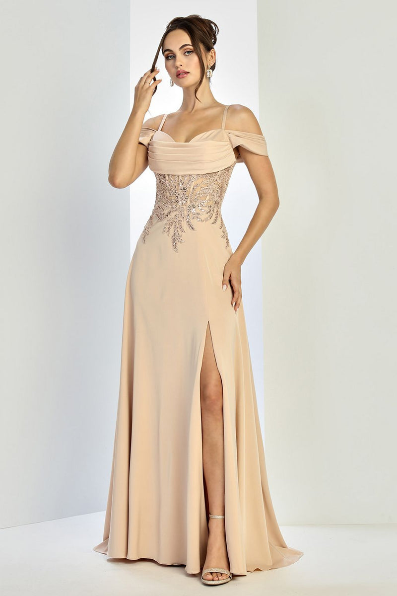 Adora Design 3251 Off Shoulder Pleated Lace Corset Gown