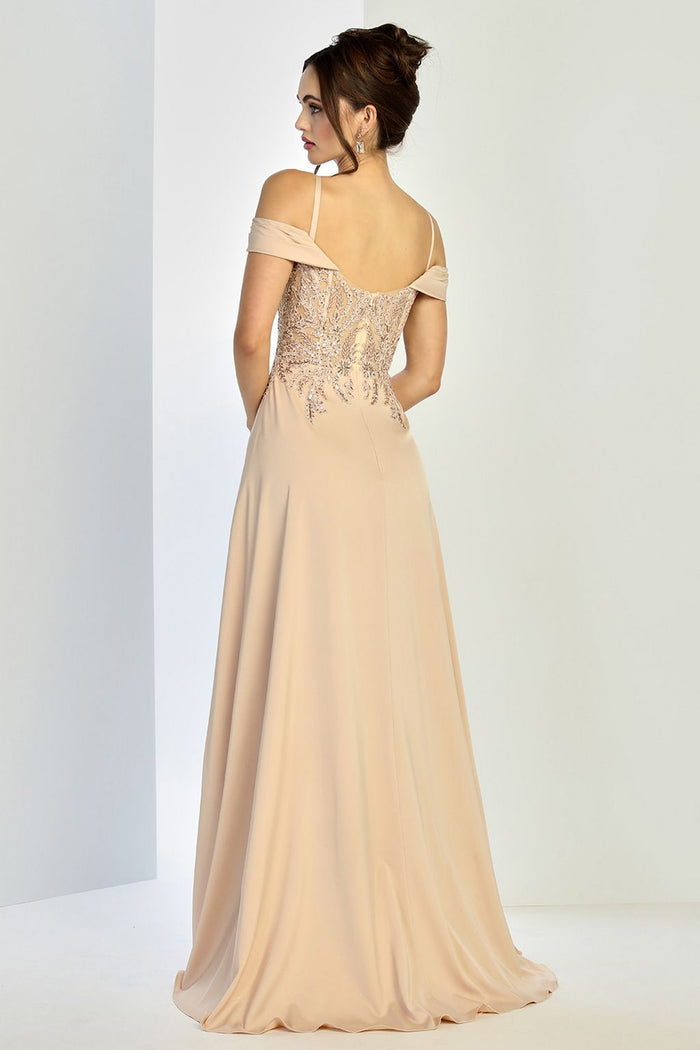 Adora Design 3251 Off Shoulder Pleated Lace Corset Gown
