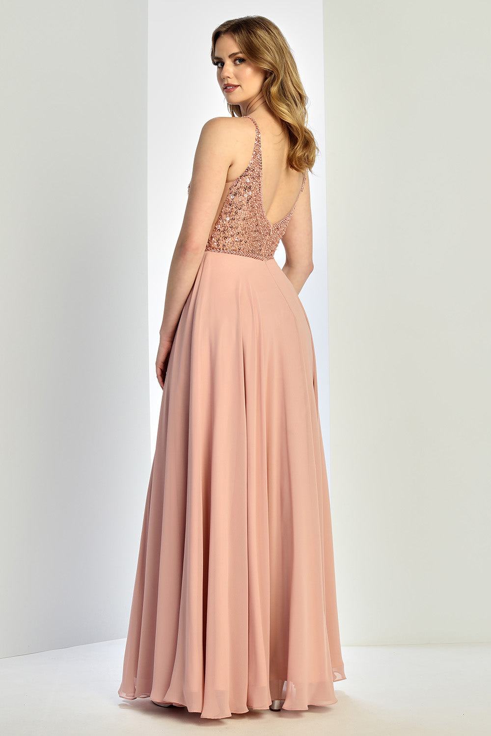 Adora Design 3259 Sequin Chiffon Spaghetti Strap A-Line Prom Dress