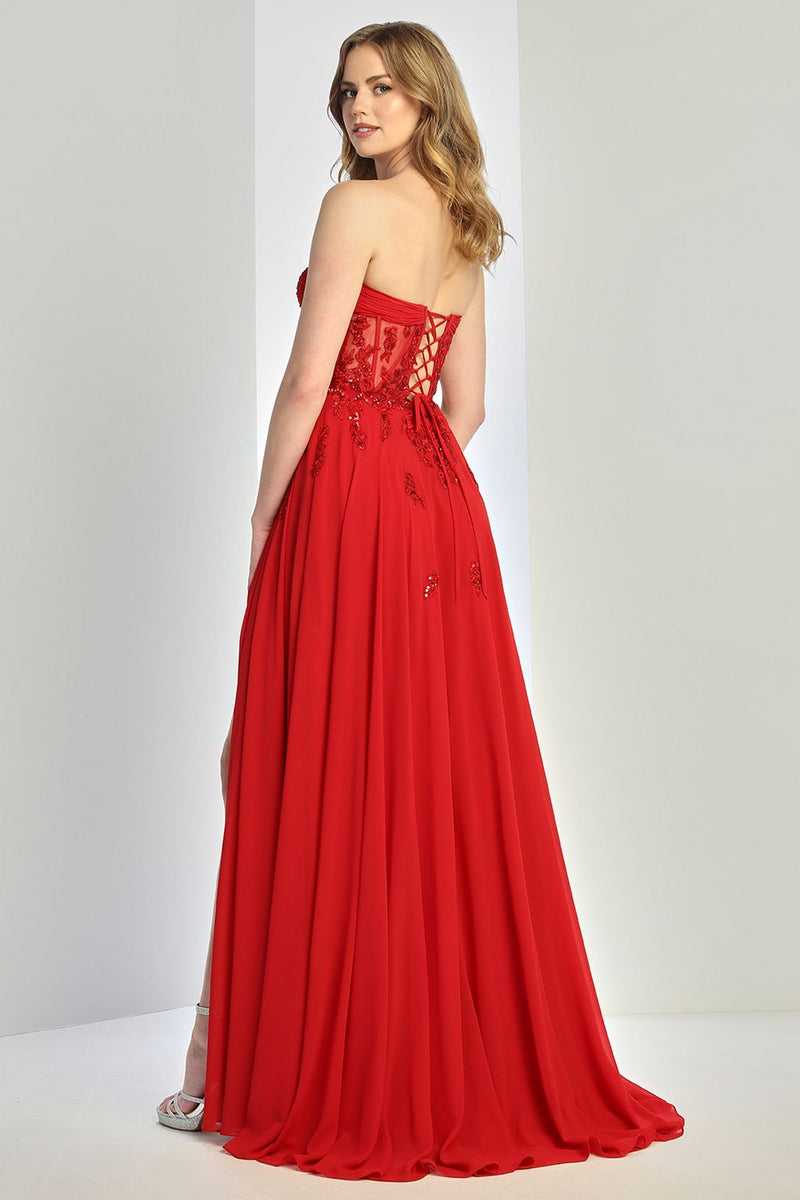 Adora Design 3264 Chiffon Corset A-Line Strapless Prom Gown