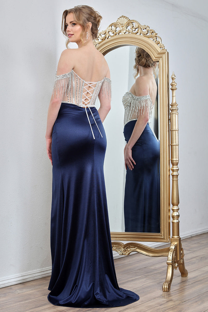 Adora Design 3297 Off Shoulder Beaded Fitted Prom Corset Dress