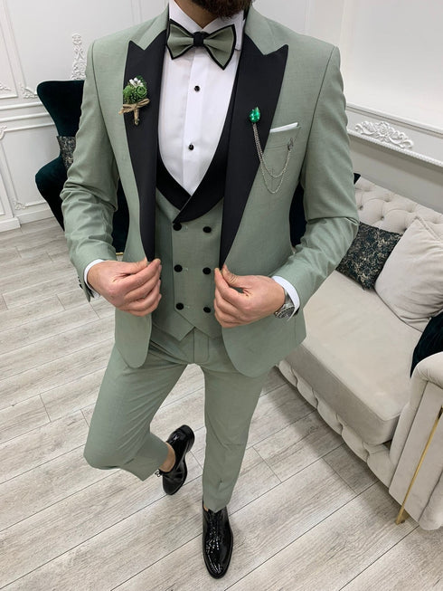 Connor Slim Fit Detachable Collar Dovetail Water Green Tuxedo