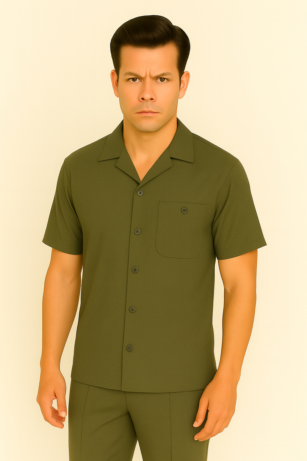 Mens Walking Suit in Color olive  leisure suit causal Matching Shirt and Pants $99