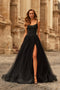 La Femme 33499 Beaded Applique Scoop Tulle Gown