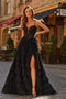La Femme 33525 Tiered Lace Gown with Corset Bodice