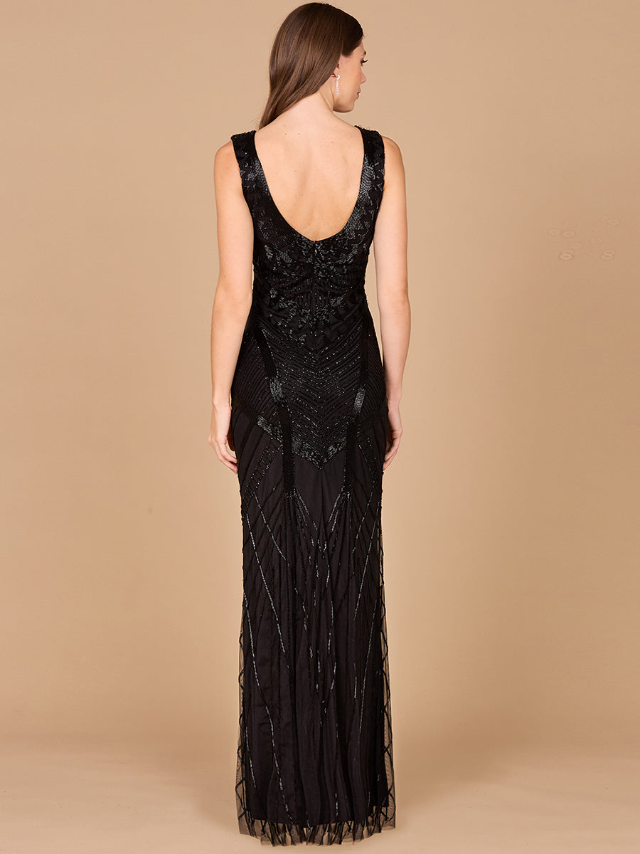 Lara 33552 - Fitted Dress With Tonal Beading