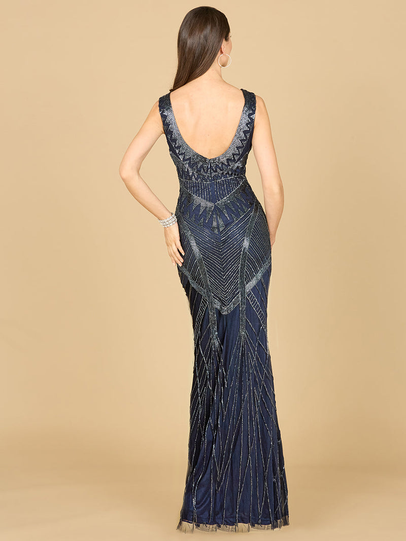 Lara 33552 - Fitted Dress With Tonal Beading