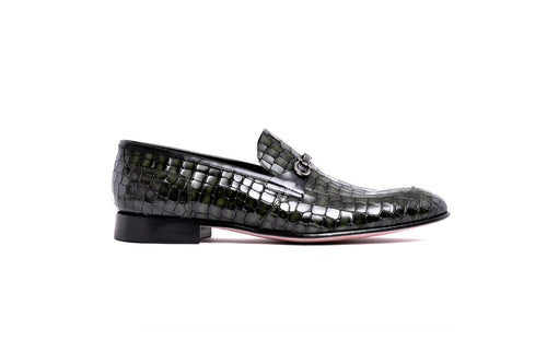 C01708-3470BC Croco Leather with Buckle-Green