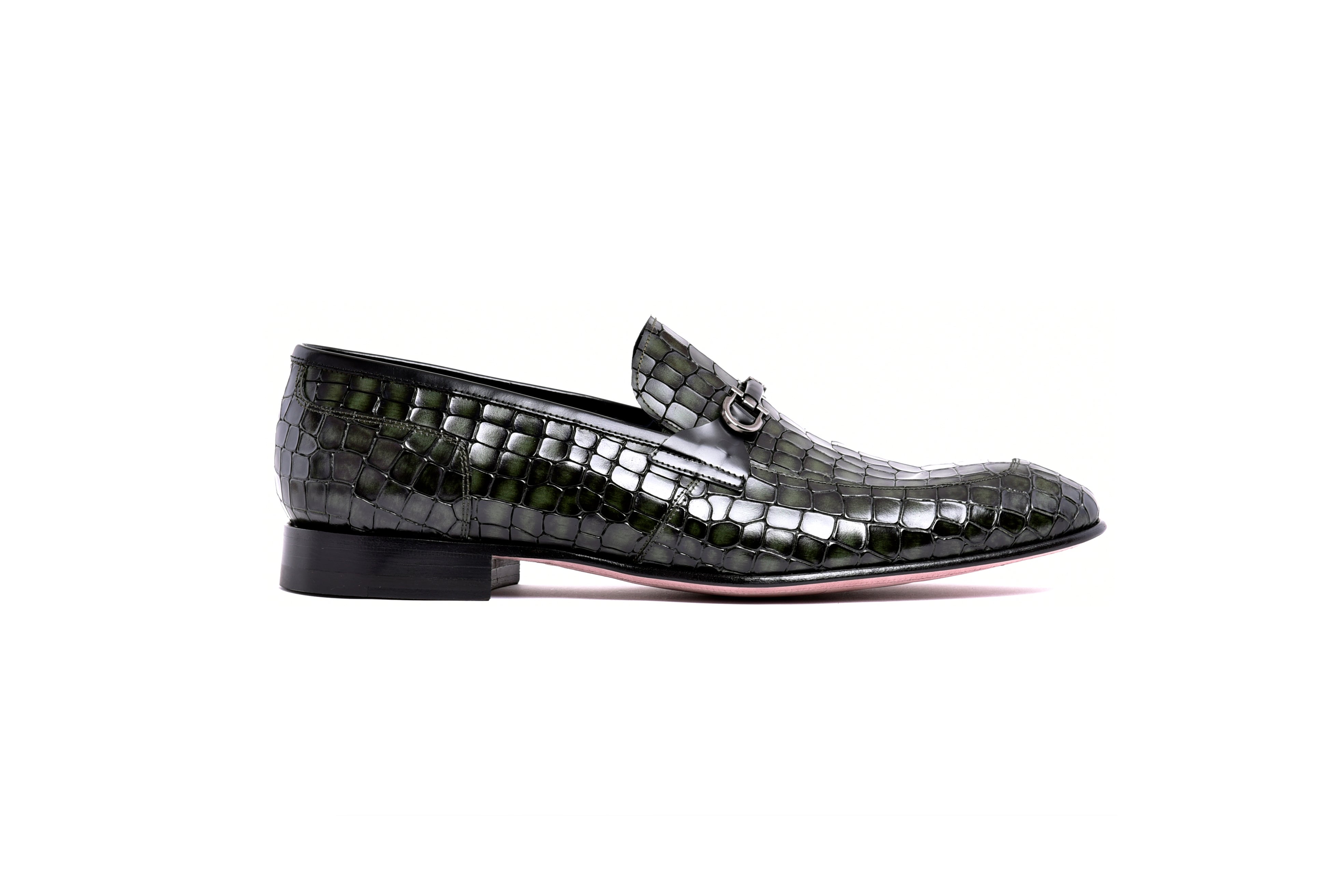 C01708-3470BC Croco Leather with Buckle-Green