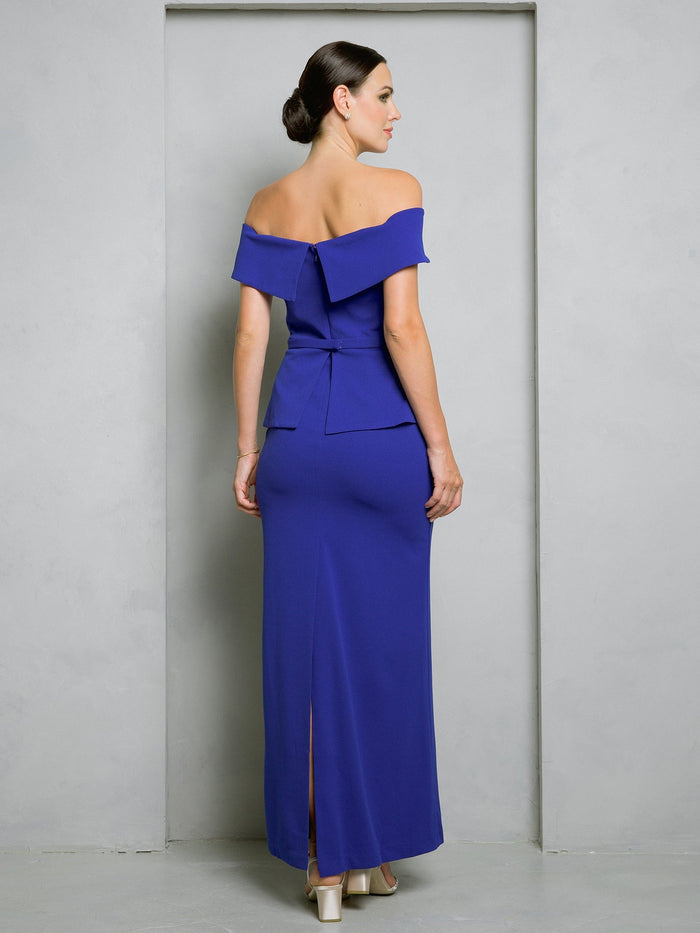 Eva USA EV3500 Sleek Minimalist Stretch Woven Long Dress