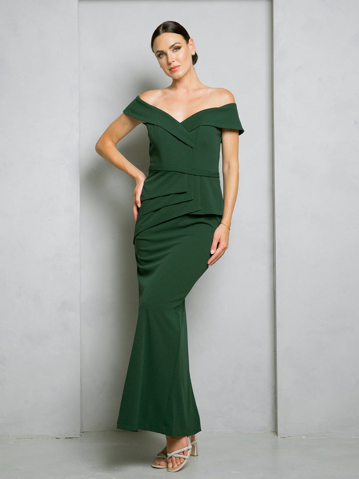 Eva USA EV3500 Sleek Minimalist Stretch Woven Long Dress