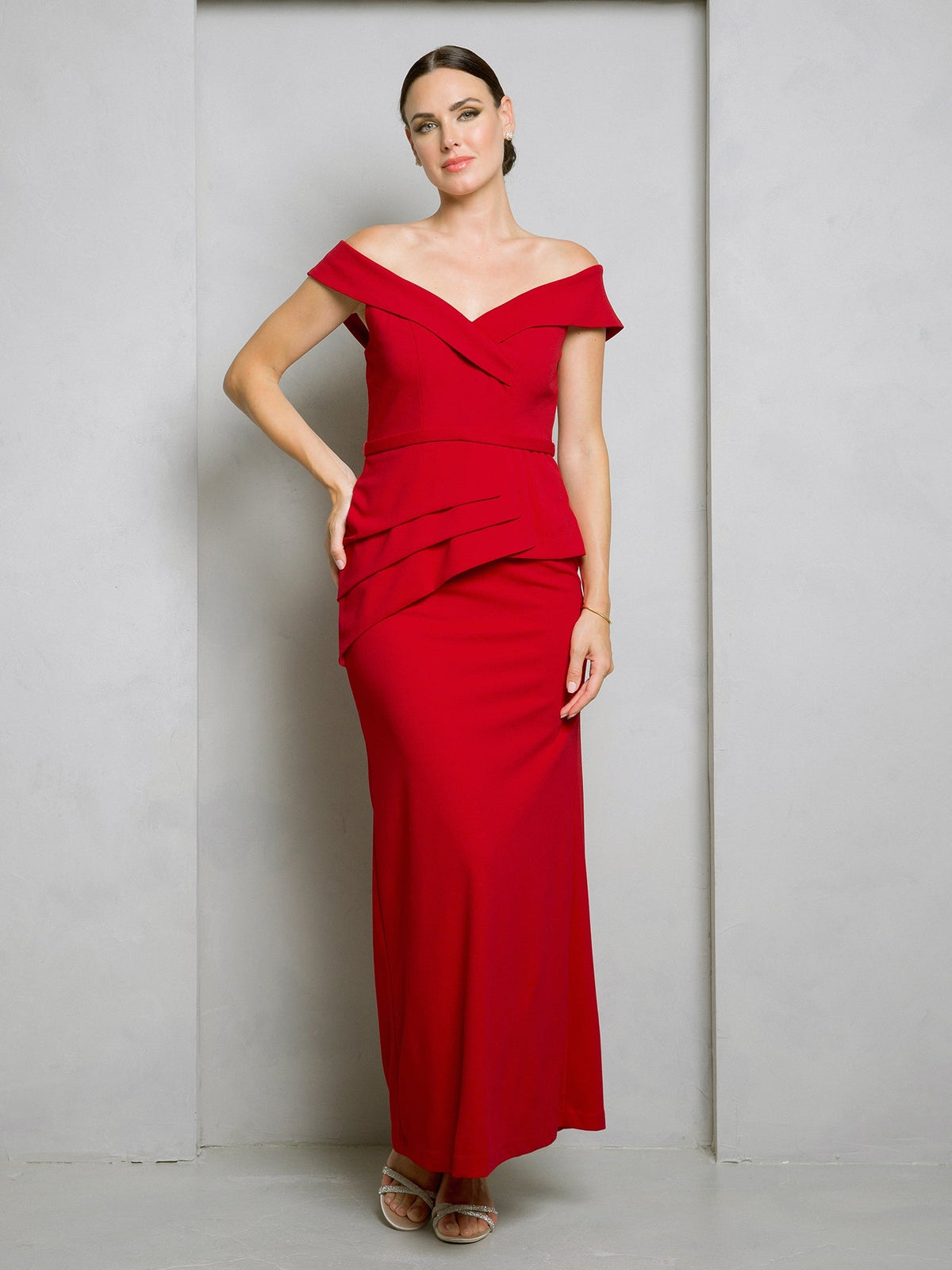 Eva USA EV3500 Sleek Minimalist Stretch Woven Long Dress