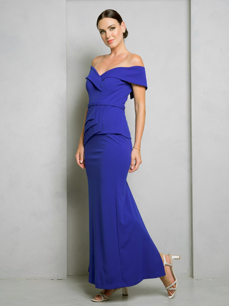 Eva USA EV3500 Sleek Minimalist Stretch Woven Long Dress