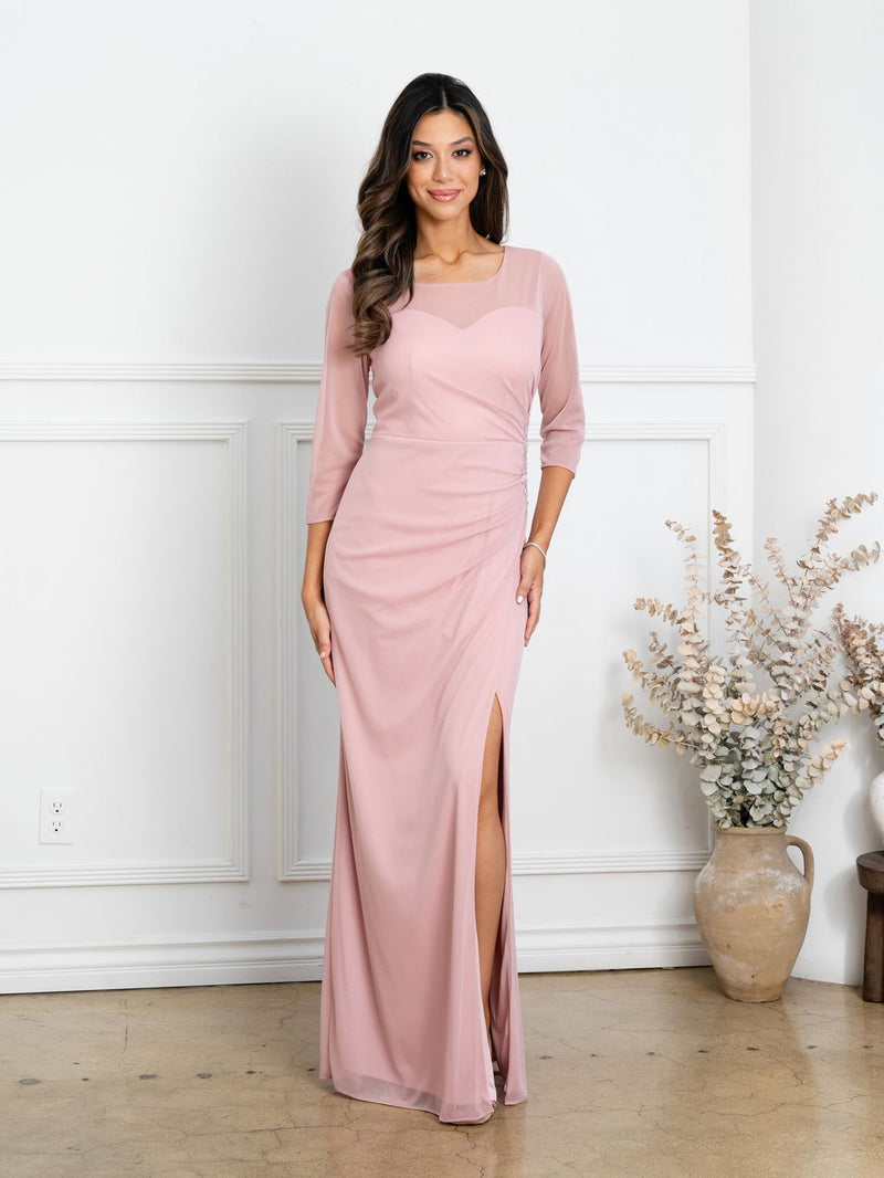 Eva USA EV3501 Structured Woven Slit Formal Dress for Mothers