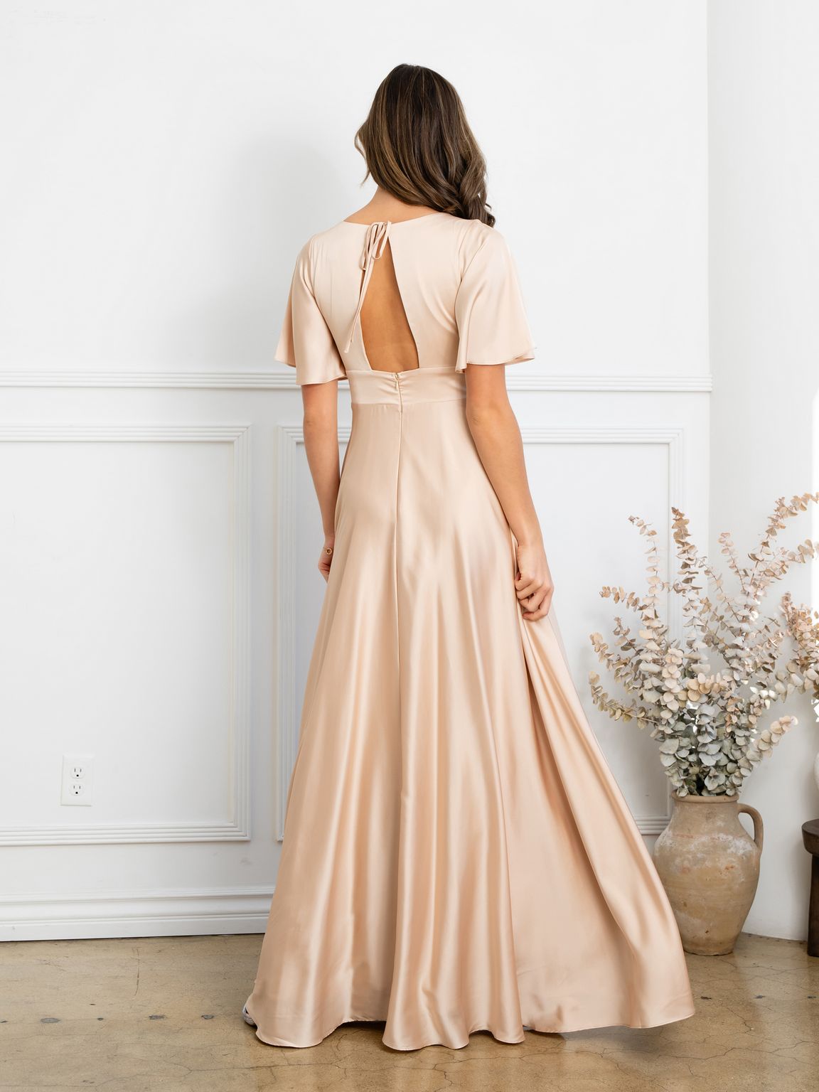 Eva USA EV3523 Sleek Tailored A-Line Long Dress with Seam Detailing
