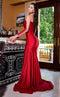 Jessica Angel JA355 Off-Shoulder Fitted Open Back Court Train Jersey Mesh Dress