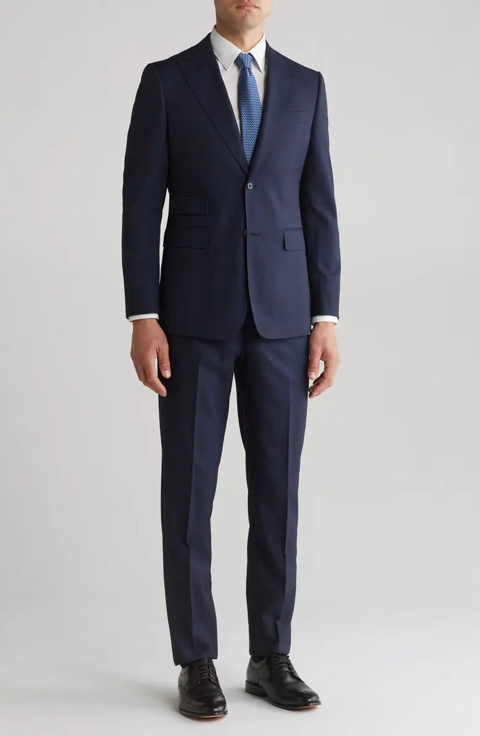 Mens Plaid Slim Fit Suit with Peak Lapel â€“ 2 Piece