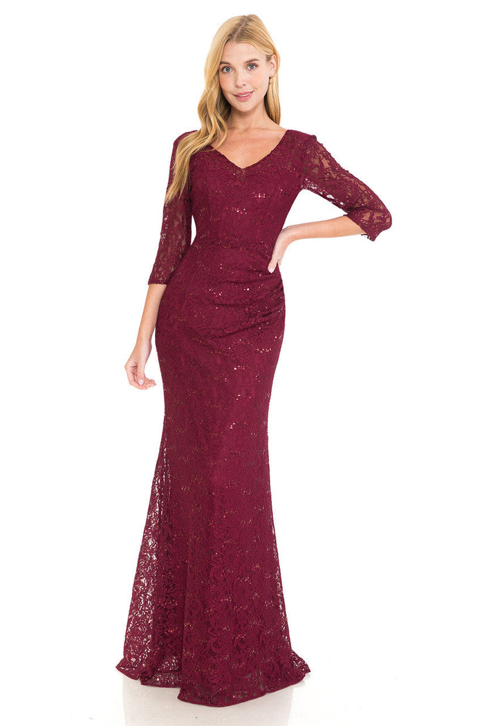 Lenovia 5223 Sequin Embellished Lace Fitted Sweetheart Dress