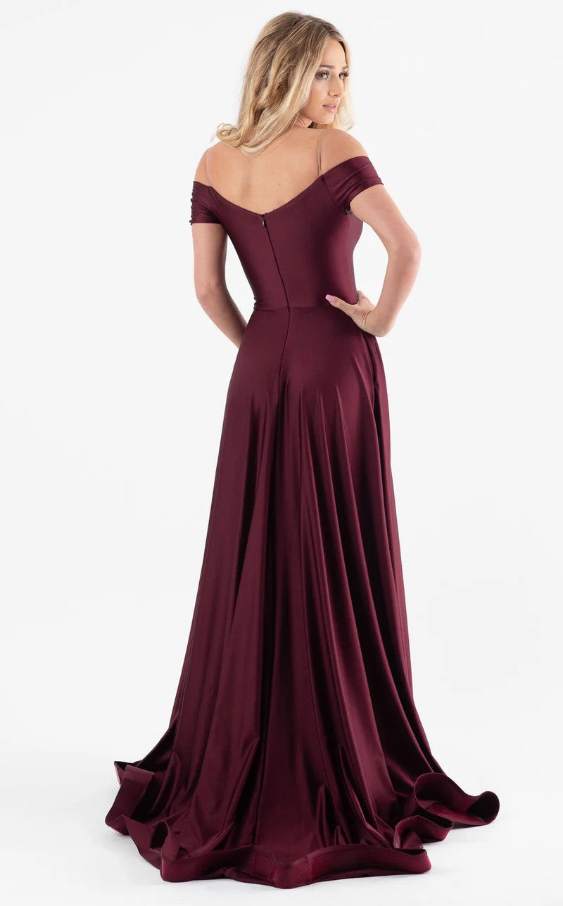 Jessica Angel JA381 Off-Shoulder Illusion A-Line High Slit Jersey Dress