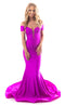 Jessica Angel JA383 Off-Shoulder Mermaid Open Back Train Formal Jersey Dress