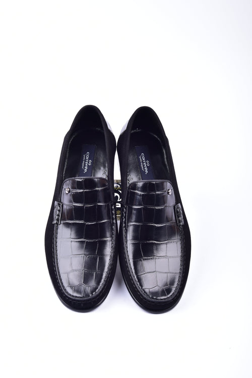 C0014057-3898C Suede And Croco print vamp-Black