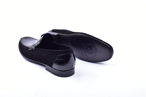 C0014057-3898C Suede And Croco print vamp-Black