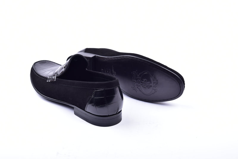 C0014057-3898C Suede And Croco print vamp-Black