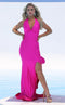 Jessica Angel JA390 Halter V-Neck Sheath High Slit Prom Formal Dress