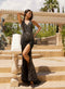 Primavera Couture 3912 - Beaded Sequin Slit Fitted Prom Dress