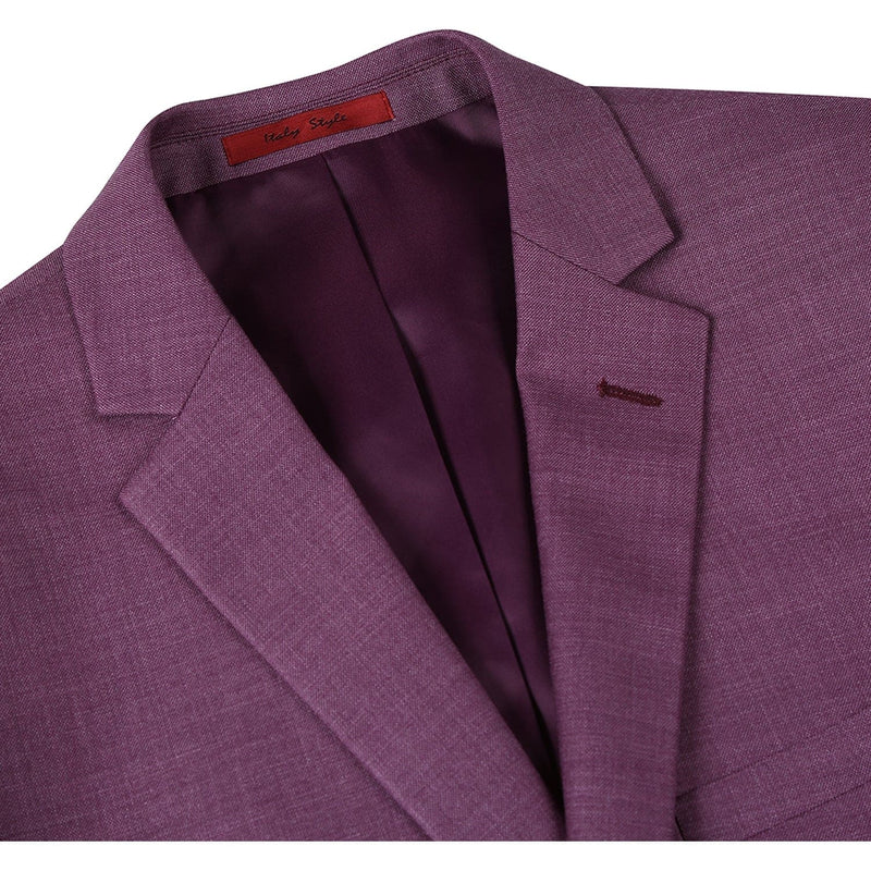 293-16 Men's Slim Fit Notch Lapels Berry Solid Suits