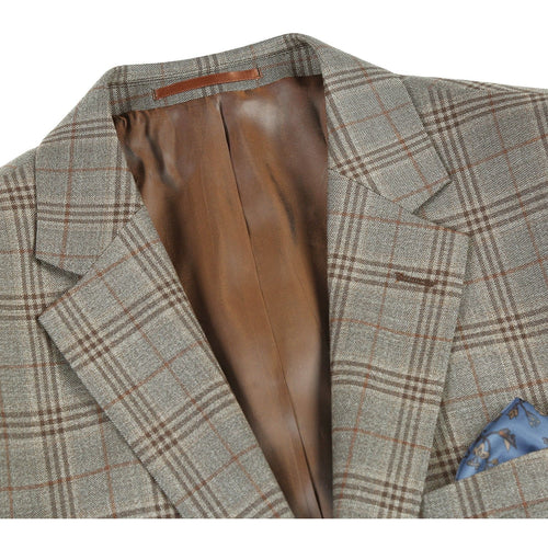 563-12 Men's Slim Fit Wool Checked Suits