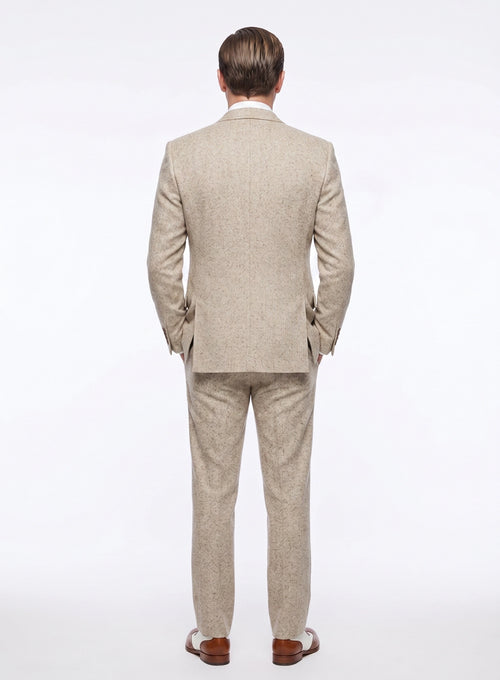 Men’s Light Tan Tweed Great Gatsby 3 Piece Suit – Vintage Vested Wedding Suit, 1920s Classic Formal Outfit Herringbone