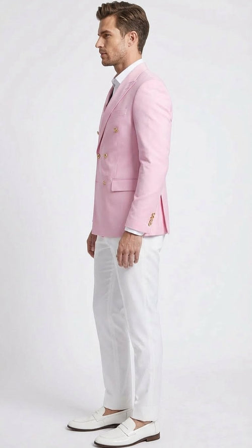 Men’s Light Pink Double Breasted Blazer – Sport Jacket Coat