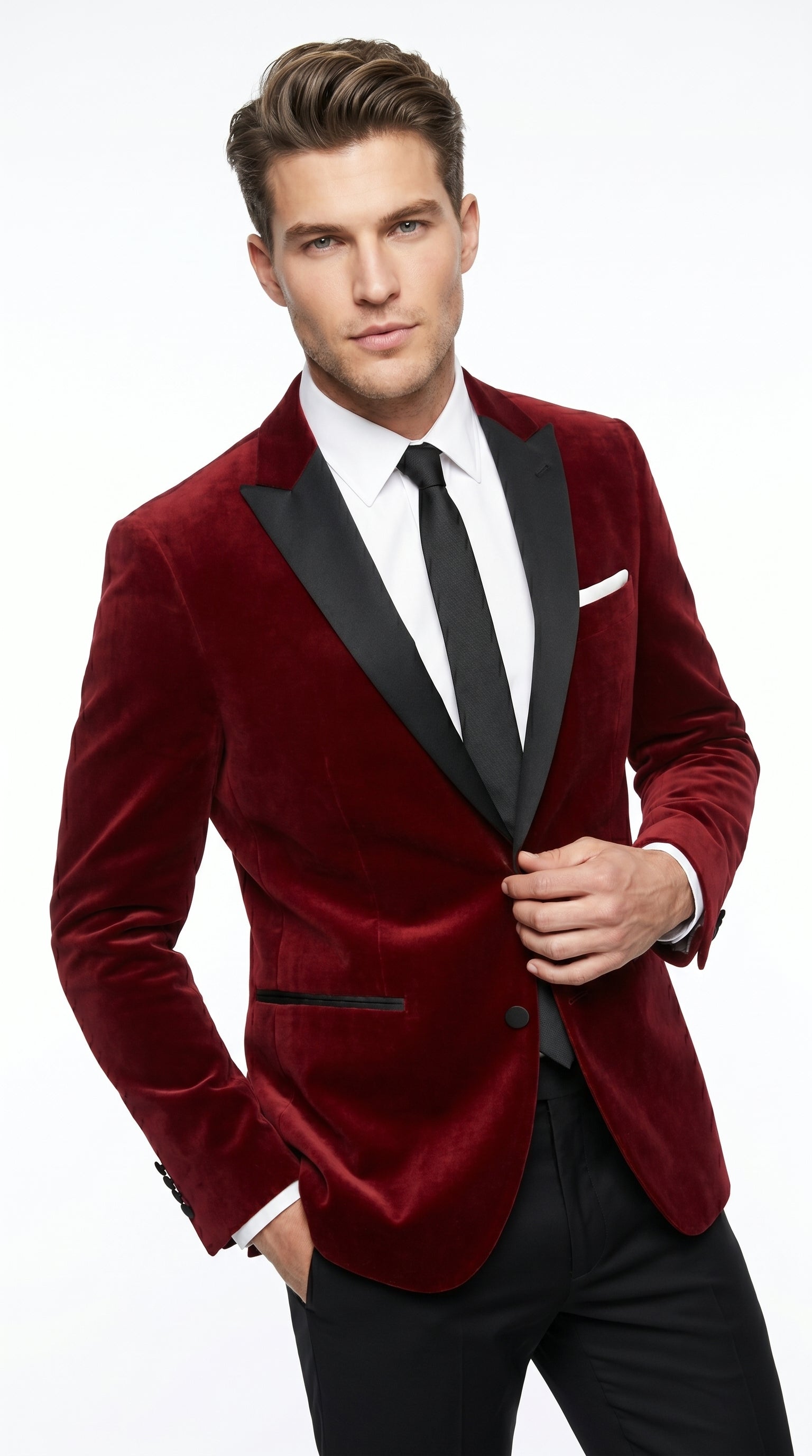 Velvet Velour Formal Sport Coat Two Tone Trimming Notch Collar Black and  Burgundy ~ Maroon Suit ~ Wine Color Men's blazer Burgundy Tuxedo