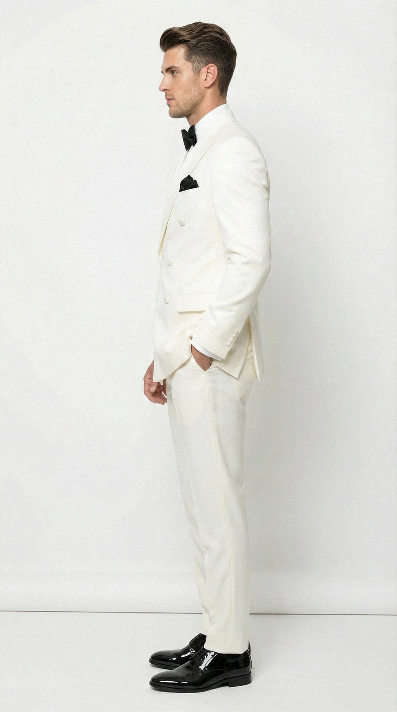 Men’s ivory Cream Double Breasted Suit – Classic Formal Tuxedo Style Suit for Weddings off White Color