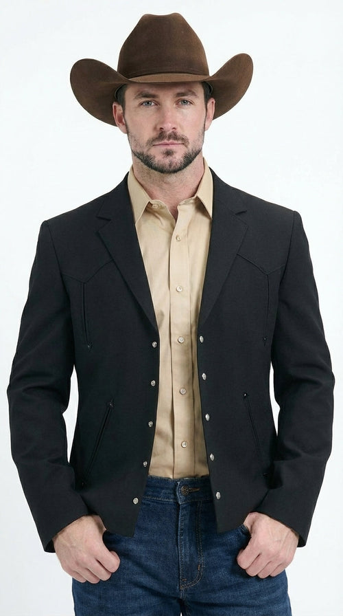 Mens Black Western Blazer Set – Cowboy Style Formal Jacket and Pants Outfit Country Western Suit