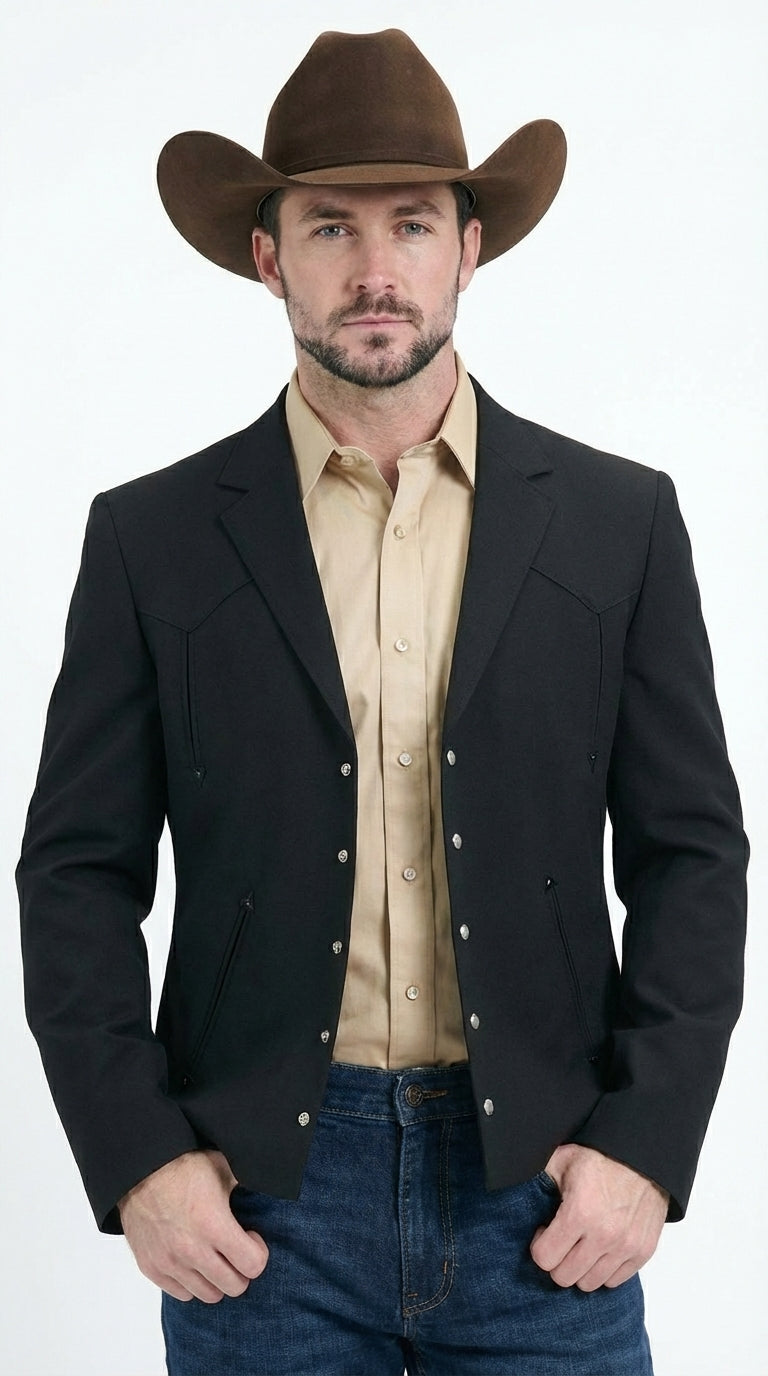 Mens Black Western Blazer Set – Cowboy Style Formal Jacket and Pants Outfit Country Western Suit