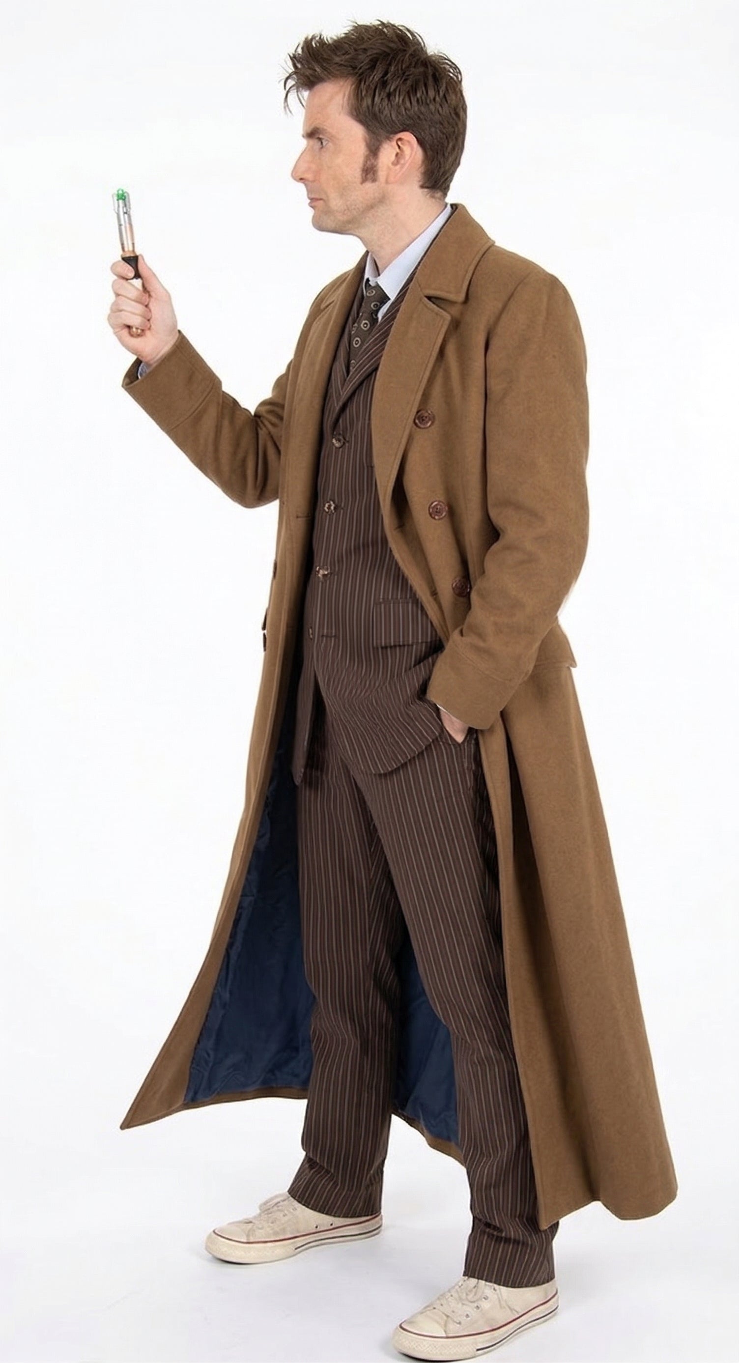 Men's Brown Cotton Trench Coat Doctor Who 10th Doctor Inspired